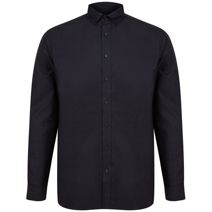 Black - Front - Henbury Mens Modern Long Sleeve Classic Fit Oxford Shirt