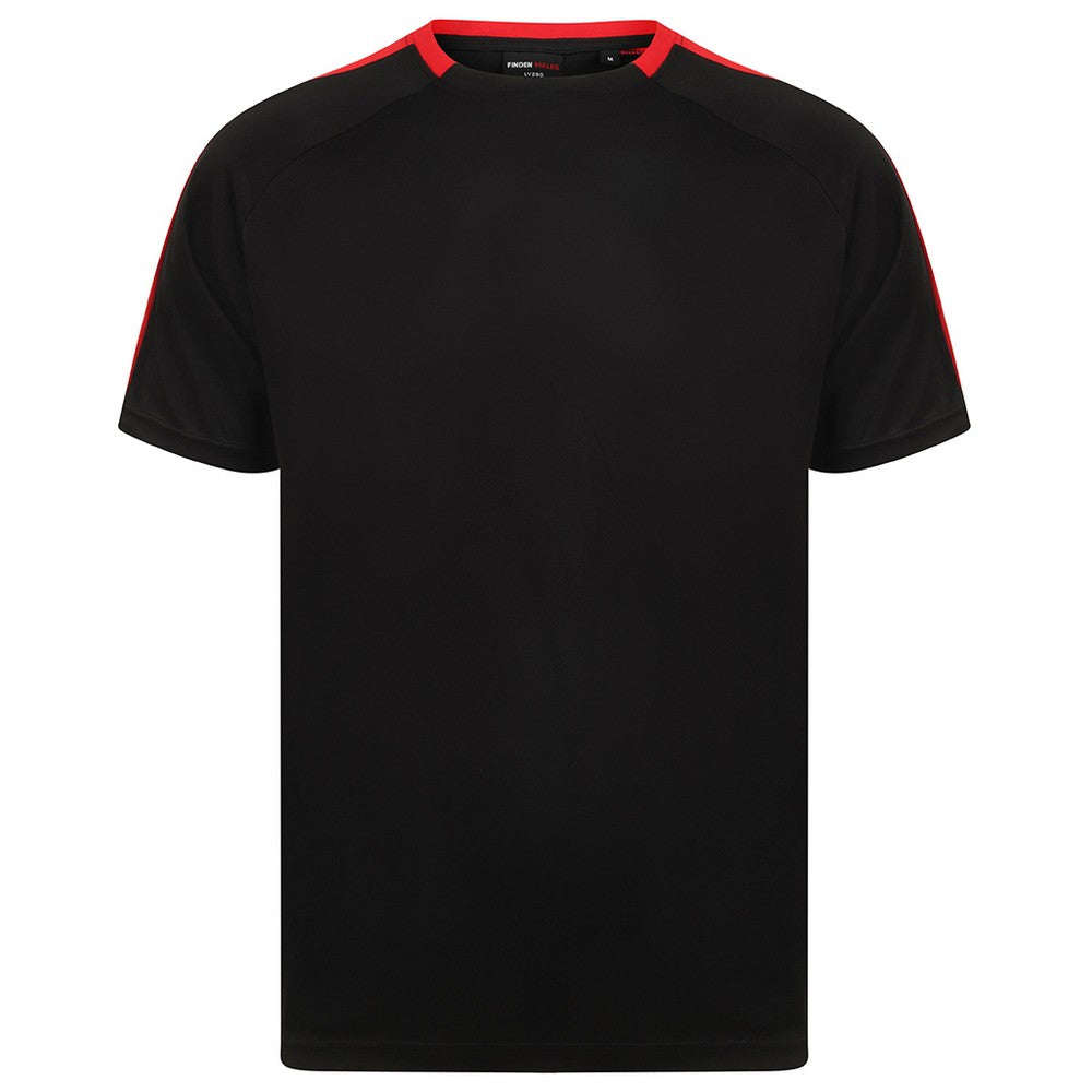 Black-Red - Front - Finden and Hales Unisex Team T-Shirt