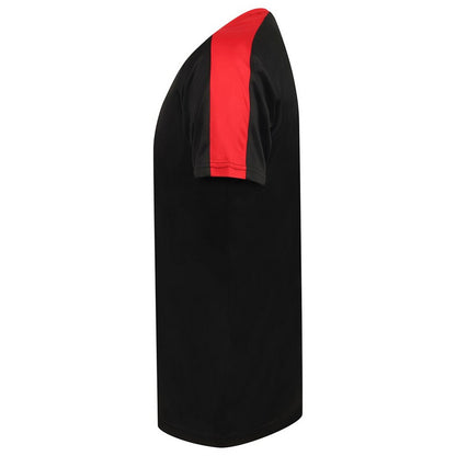 Black-Red - Side - Finden and Hales Unisex Team T-Shirt