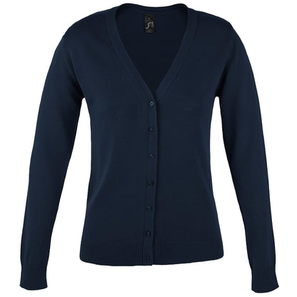Navy - Front - SOLS Womens-Ladies Golden V Neck Cardigan