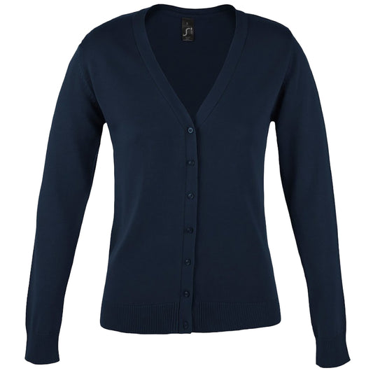 Navy - Front - SOLS Womens-Ladies Golden V Neck Cardigan