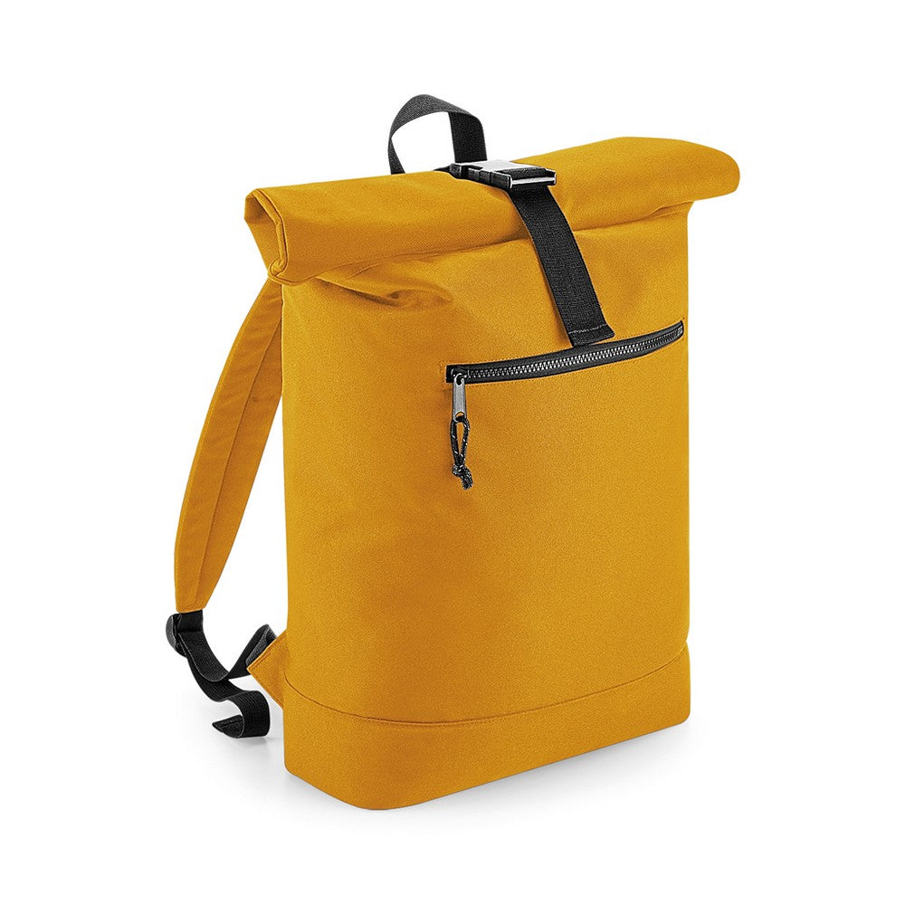 Mustard - Front - BagBase Unisex Recycled Roll-Top Backpack