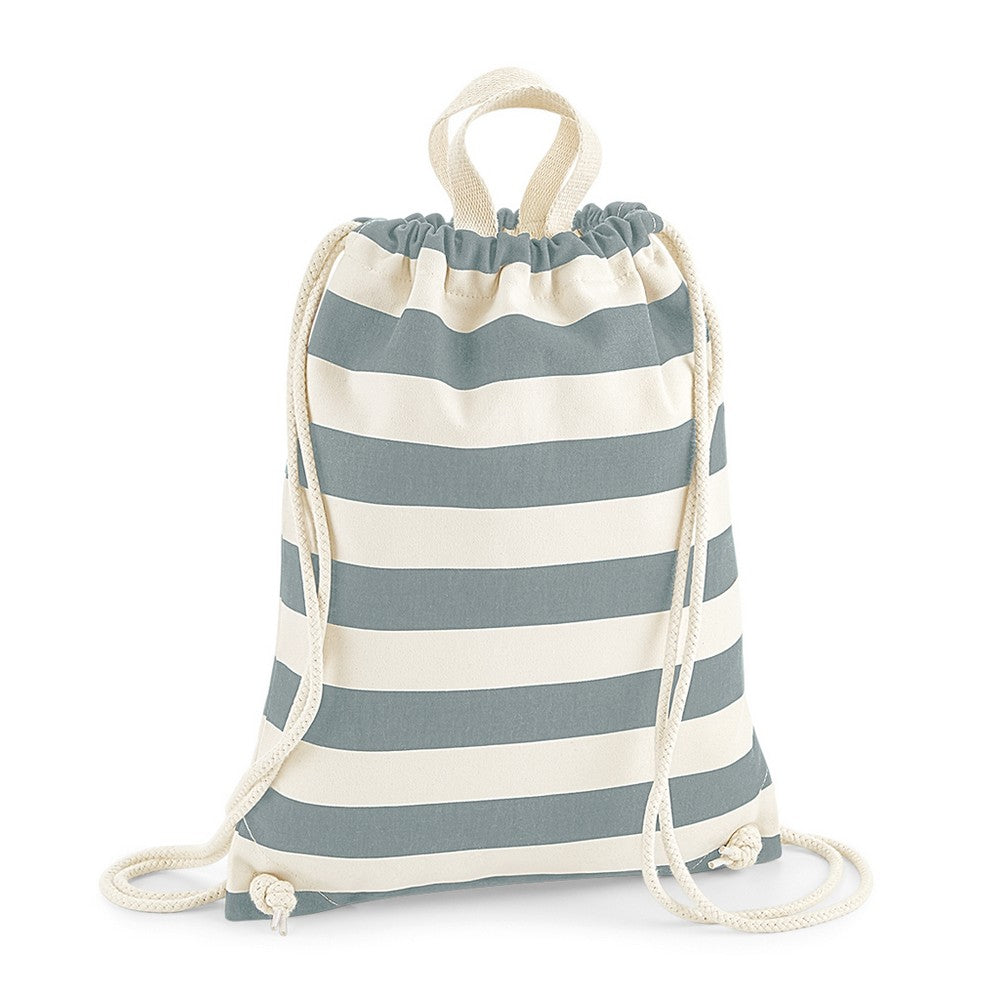 Natural-Grey - Front - Westford Mill Ladies-Womens Nautical Gymsac