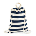 Natural-Navy - Front - Westford Mill Ladies-Womens Nautical Gymsac