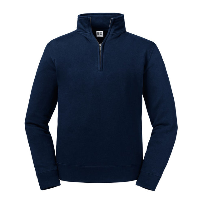 French Navy - Front - Russell Mens Authentic Zip Neck Sweatshirt