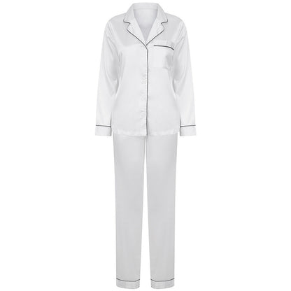 White - Front - Towel City Womens-Ladies Satin Long PJ Set