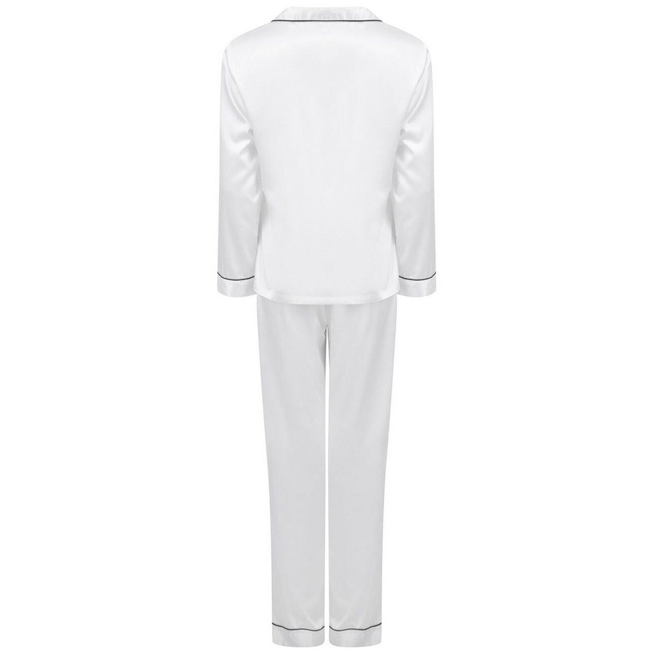 White - Back - Towel City Womens-Ladies Satin Long PJ Set