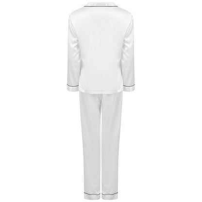 White - Back - Towel City Womens-Ladies Satin Long PJ Set