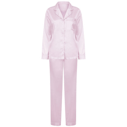 Light Pink - Front - Towel City Womens-Ladies Satin Long PJ Set