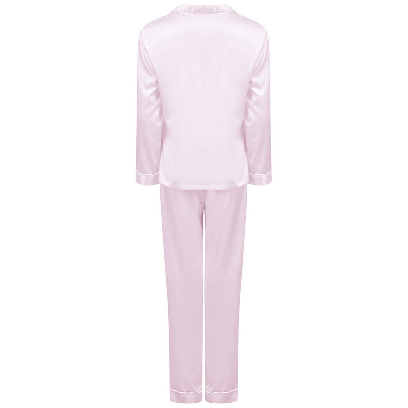 Light Pink - Back - Towel City Womens-Ladies Satin Long PJ Set