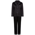 Black - Front - Towel City Womens-Ladies Satin Long PJ Set