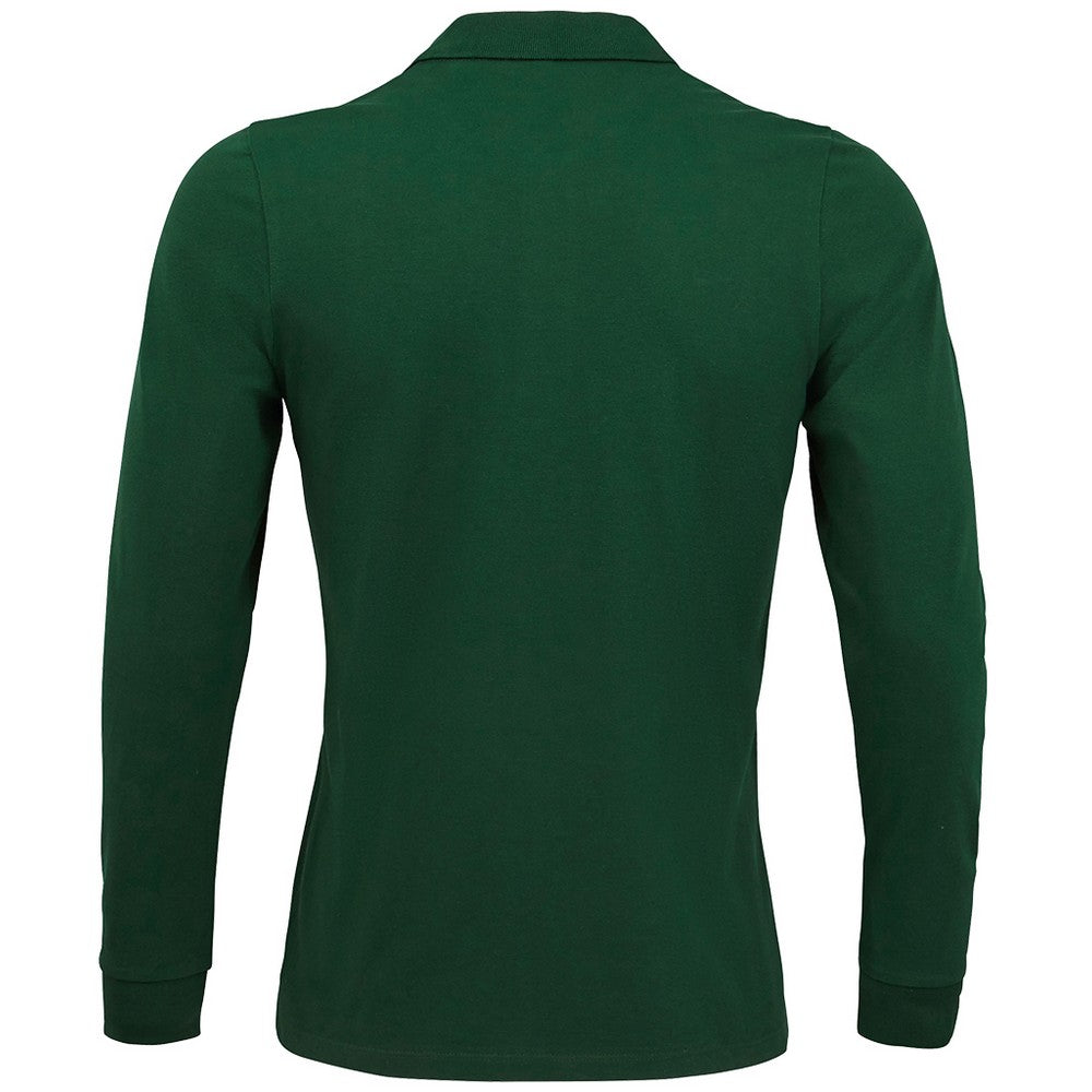 Bottle Green - Back - SOLS Mens Perfect Long Sleeve Piqu Polo Shirt
