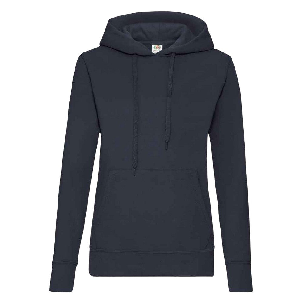 Deep Navy - Front - Fruit of the Loom Classic Lady Fit Hooded Sweatshirt