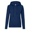 Navy - Front - Fruit of the Loom Classic Lady Fit Hooded Sweatshirt