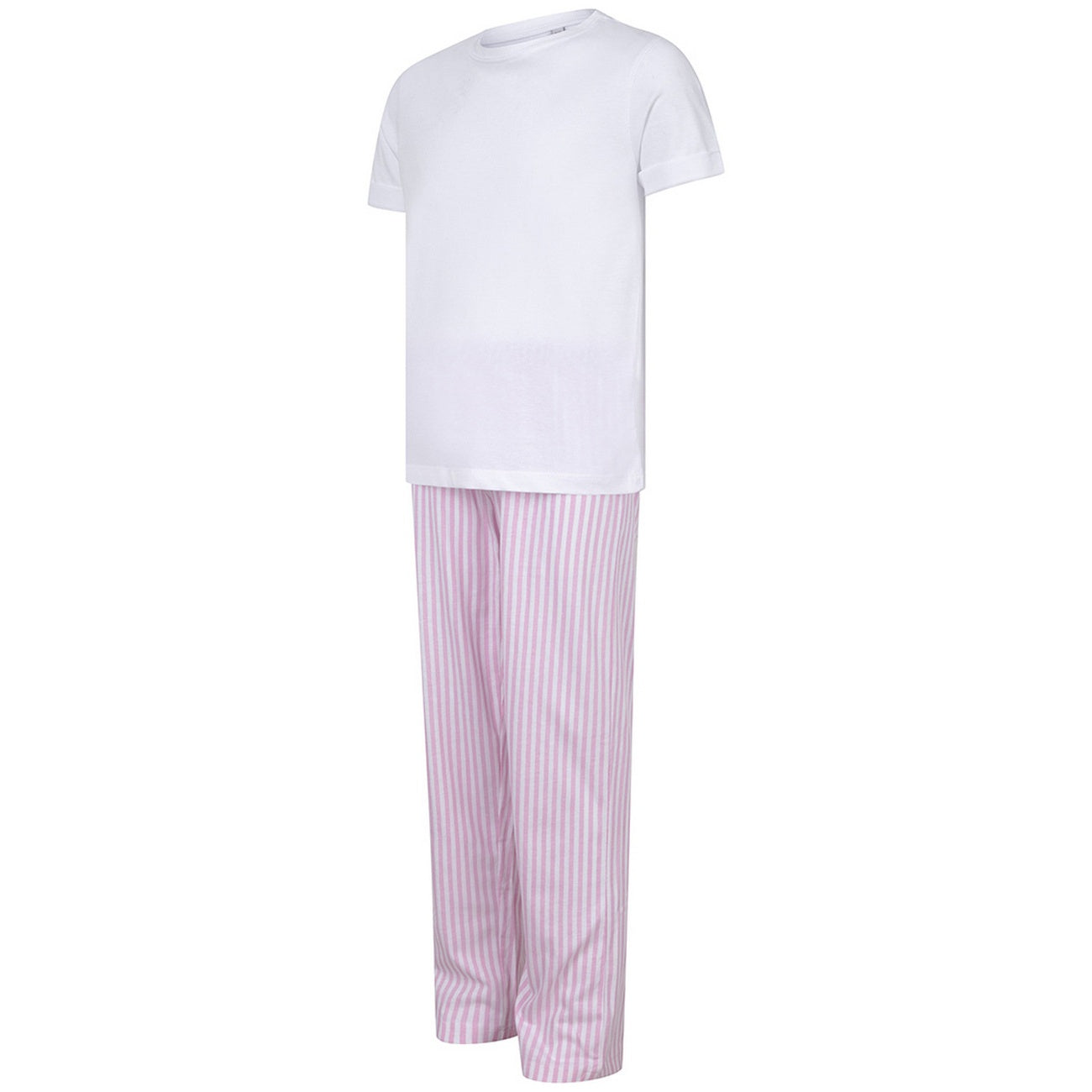 White-Pink - Front - Towel City Girls Long Pyjamas