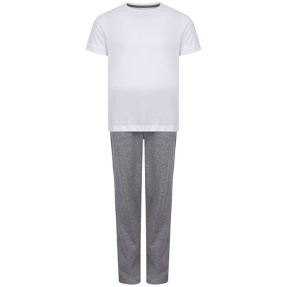 White-Heather Grey - Front - Towel City Girls Long Pyjamas