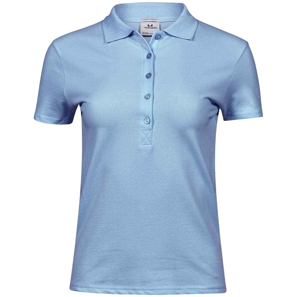 Light Blue - Front - Tee Jays Womens-Ladies Luxury Stretch Polo Shirt