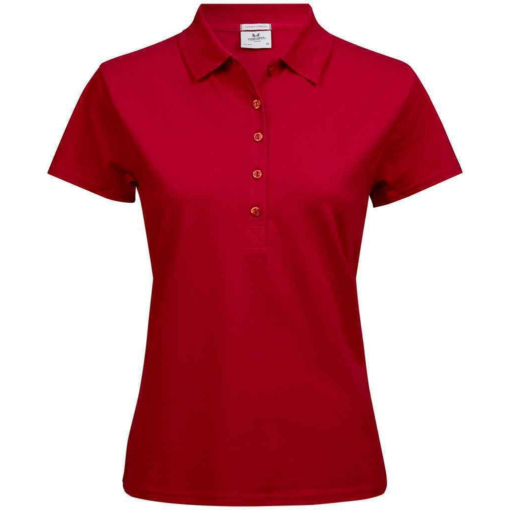 Red - Front - Tee Jays Womens-Ladies Luxury Stretch Polo Shirt
