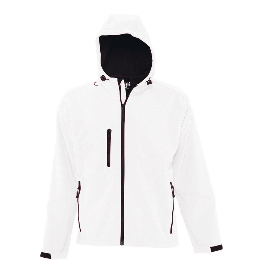 White - Front - SOLS Mens Replay Hooded Soft Shell Jacket (Breathable, Windproof And Water Resistant)