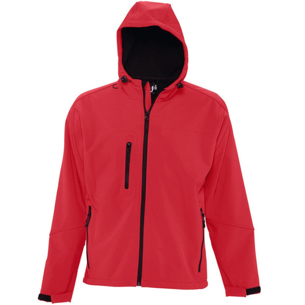 Pepper Red - Front - SOLS Mens Replay Hooded Soft Shell Jacket (Breathable, Windproof And Water Resistant)