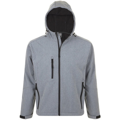Grey Marl - Front - SOLS Mens Replay Hooded Soft Shell Jacket (Breathable, Windproof And Water Resistant)