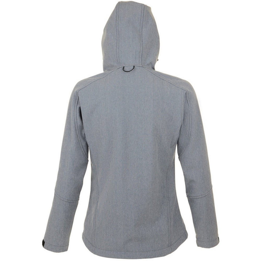 Grey Marl - Back - SOLS Womens-Ladies Replay Hooded Soft Shell Jacket (Breathable, Windproof And Water Resistant)