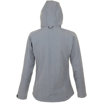Grey Marl - Back - SOLS Womens-Ladies Replay Hooded Soft Shell Jacket (Breathable, Windproof And Water Resistant)