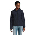French Navy - Back - SOLS Womens-Ladies Replay Hooded Soft Shell Jacket (Breathable, Windproof And Water Resistant)