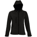 Black - Front - SOLS Womens-Ladies Replay Hooded Soft Shell Jacket (Breathable, Windproof And Water Resistant)