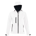 White - Front - SOLS Womens-Ladies Replay Hooded Soft Shell Jacket (Breathable, Windproof And Water Resistant)