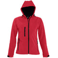 Pepper Red - Front - SOLS Womens-Ladies Replay Hooded Soft Shell Jacket (Breathable, Windproof And Water Resistant)