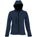 French Navy - Front - SOLS Womens-Ladies Replay Hooded Soft Shell Jacket (Breathable, Windproof And Water Resistant)