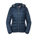 French Navy - Front - Russell Womens-Ladies Hooded Nano Padded Jacket