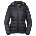 Black - Front - Russell Womens-Ladies Hooded Nano Padded Jacket