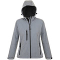 Grey Marl - Front - SOLS Womens-Ladies Replay Hooded Soft Shell Jacket (Breathable, Windproof And Water Resistant)