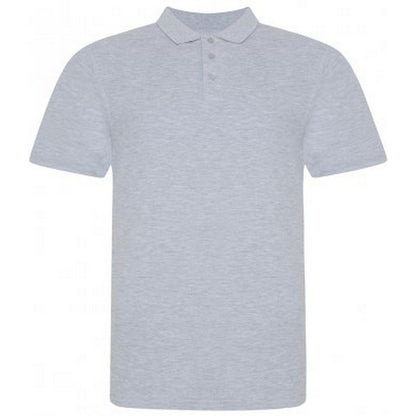 Grey Heather - Front - Awdis Mens Piqu Cotton Short-Sleeved Polo Shirt