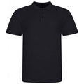 Deep Black - Front - Awdis Mens Piqu Cotton Short-Sleeved Polo Shirt