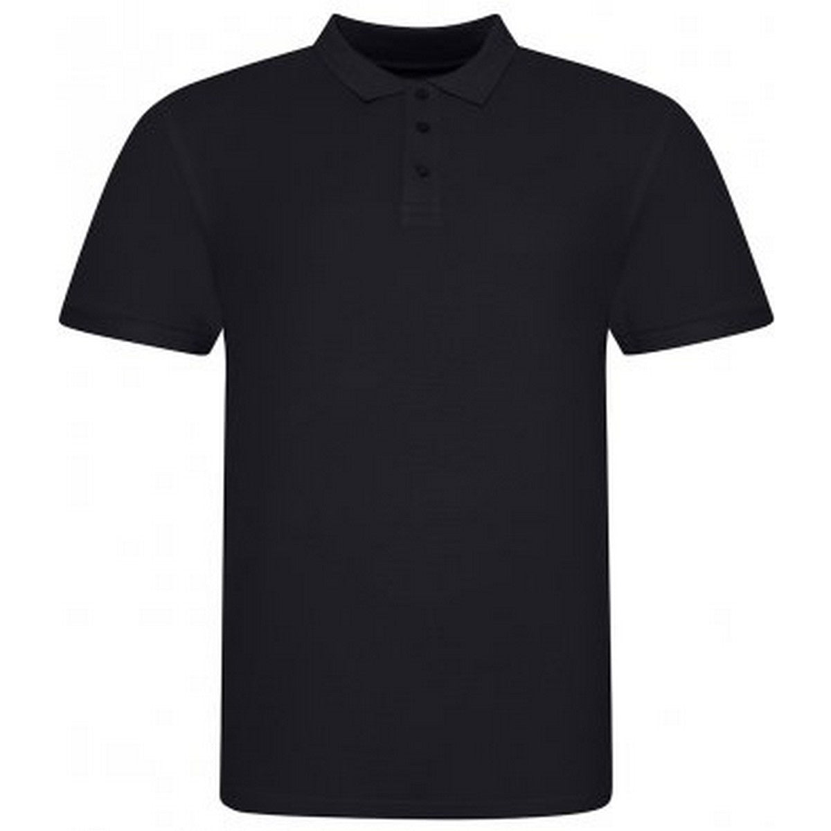 Deep Black - Front - Awdis Mens Piqu Cotton Short-Sleeved Polo Shirt
