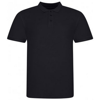 Deep Black - Front - Awdis Mens Piqu Cotton Short-Sleeved Polo Shirt