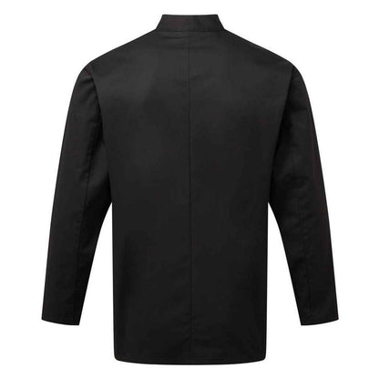Black - Front - Premier Mens Essential Long-Sleeved Chef Jacket