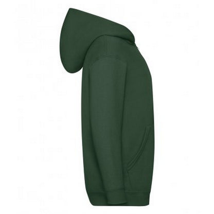 Bottle Green - Side - Fruit Of The Loom Childrens-Kids Hooded Sweatshirt