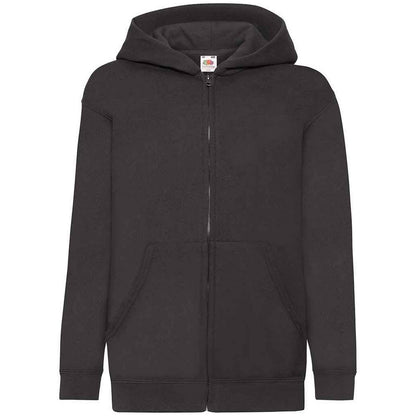 Black - Front - Fruit Of The Loom Childrens-Kids Hooded Sweatshirt