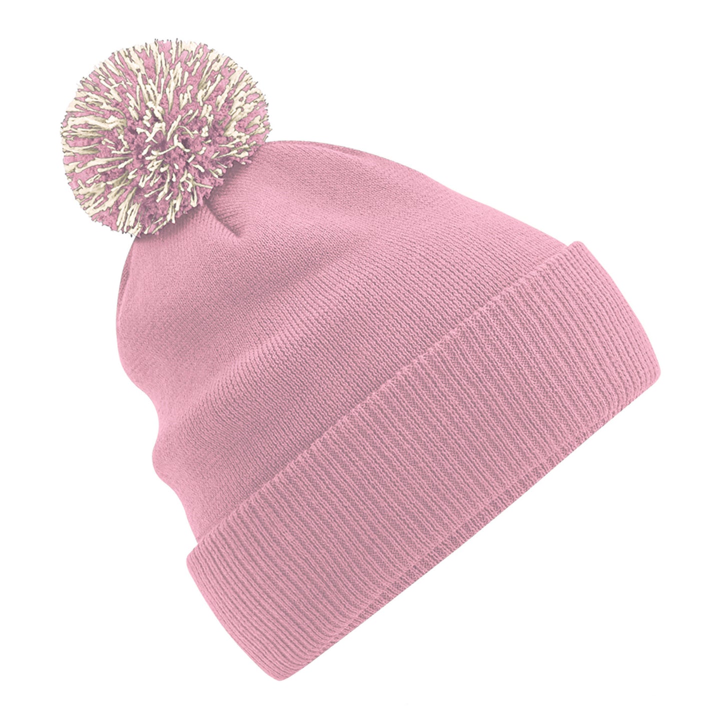 Dusky Pink-Off White - Front - Beechfield Unisex Adult Beanie