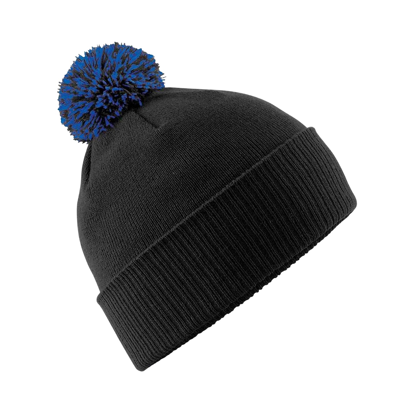 Black-Bright Royal Blue - Front - Beechfield Unisex Adult Beanie