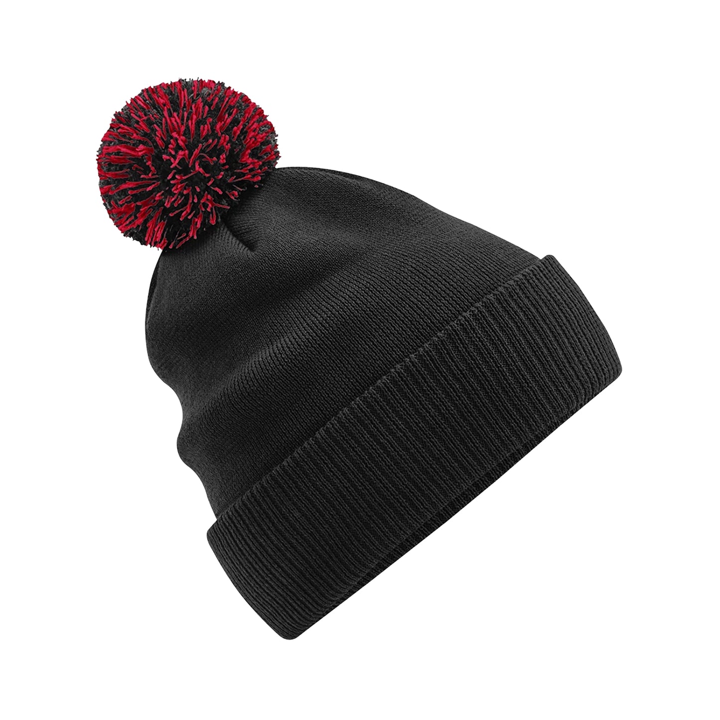 Black-Classic Red - Front - Beechfield Unisex Adult Beanie