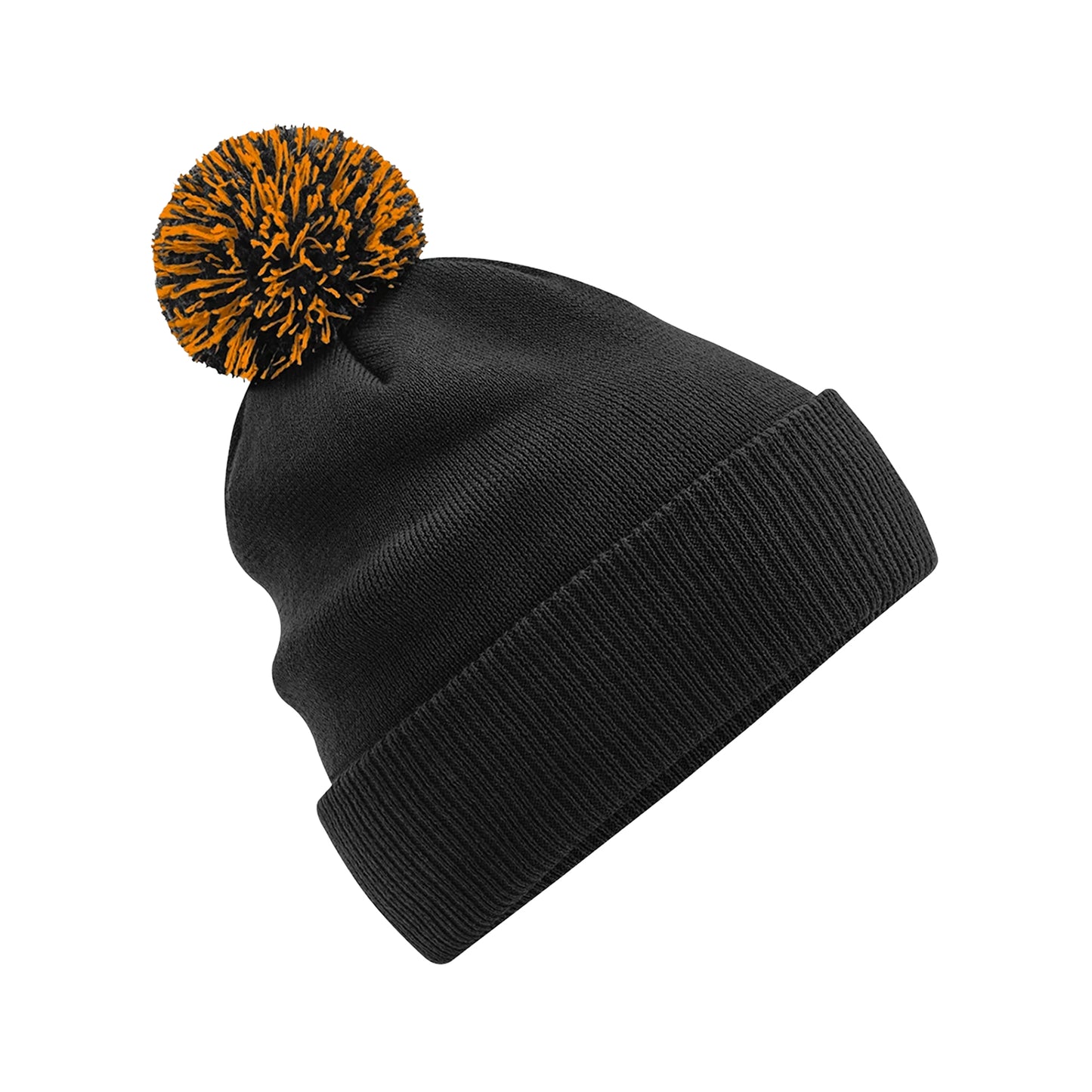 Black-Orange - Front - Beechfield Unisex Adult Beanie