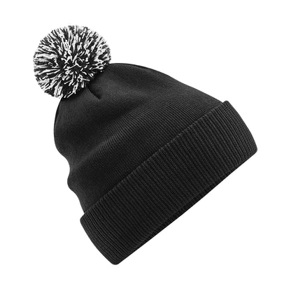 Black-White - Front - Beechfield Unisex Adult Beanie