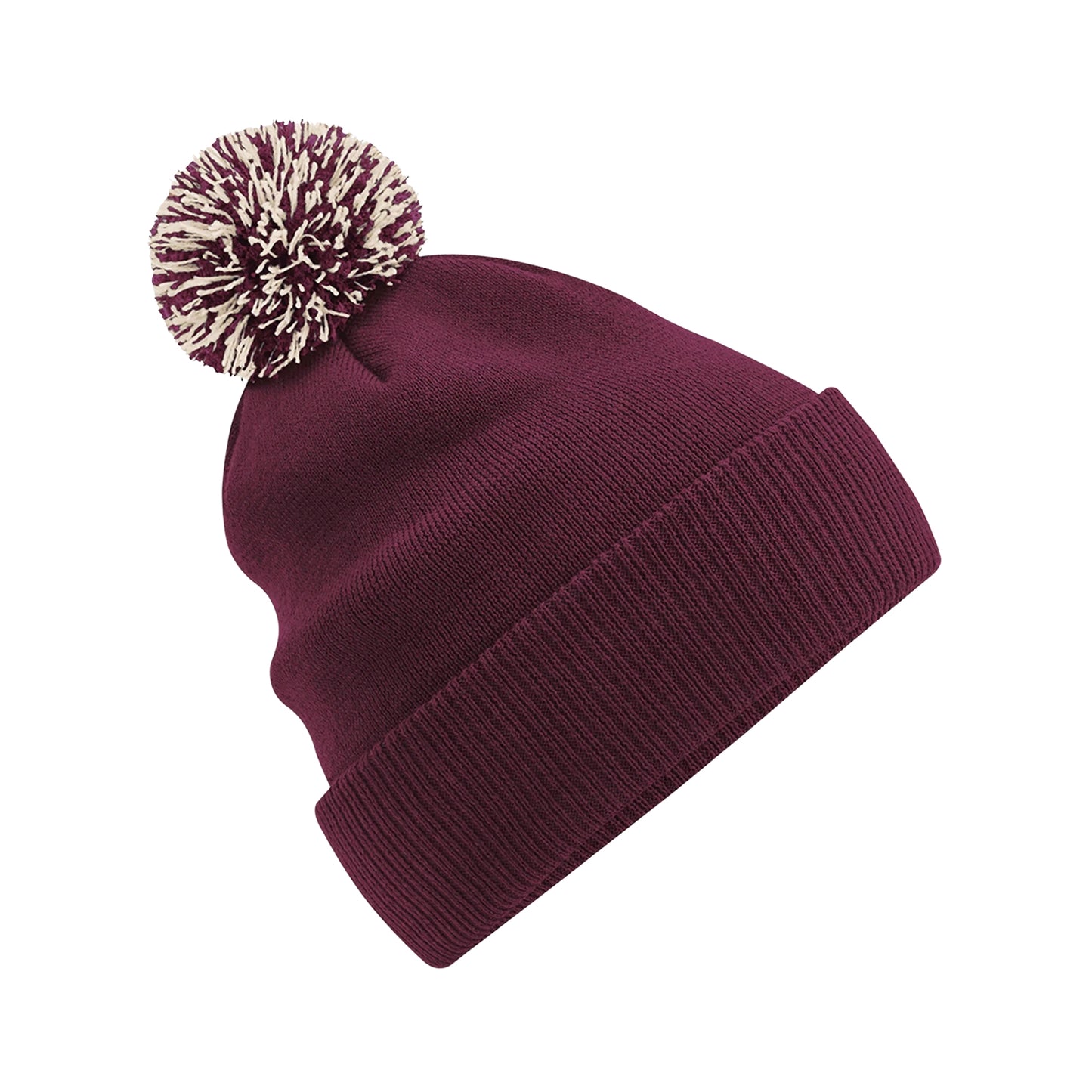 Burgundy-Off White - Front - Beechfield Unisex Adult Beanie
