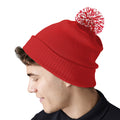 Classic Red-White - Side - Beechfield Unisex Adult Beanie