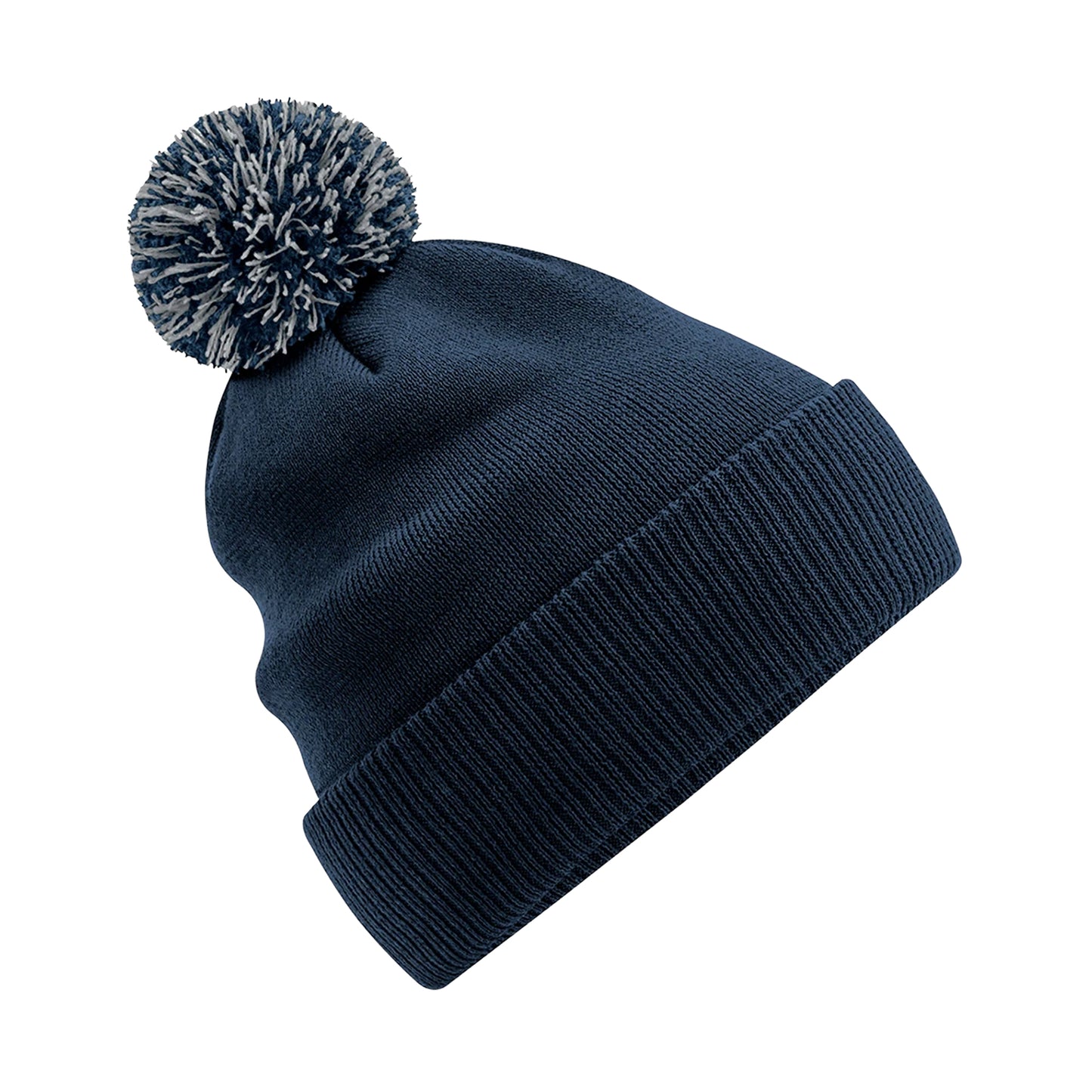 French Navy-Light Grey - Front - Beechfield Unisex Adult Beanie